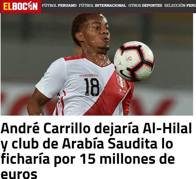 الخبر الذي نشرته الصحيفة البيروفية يوم الجمعة