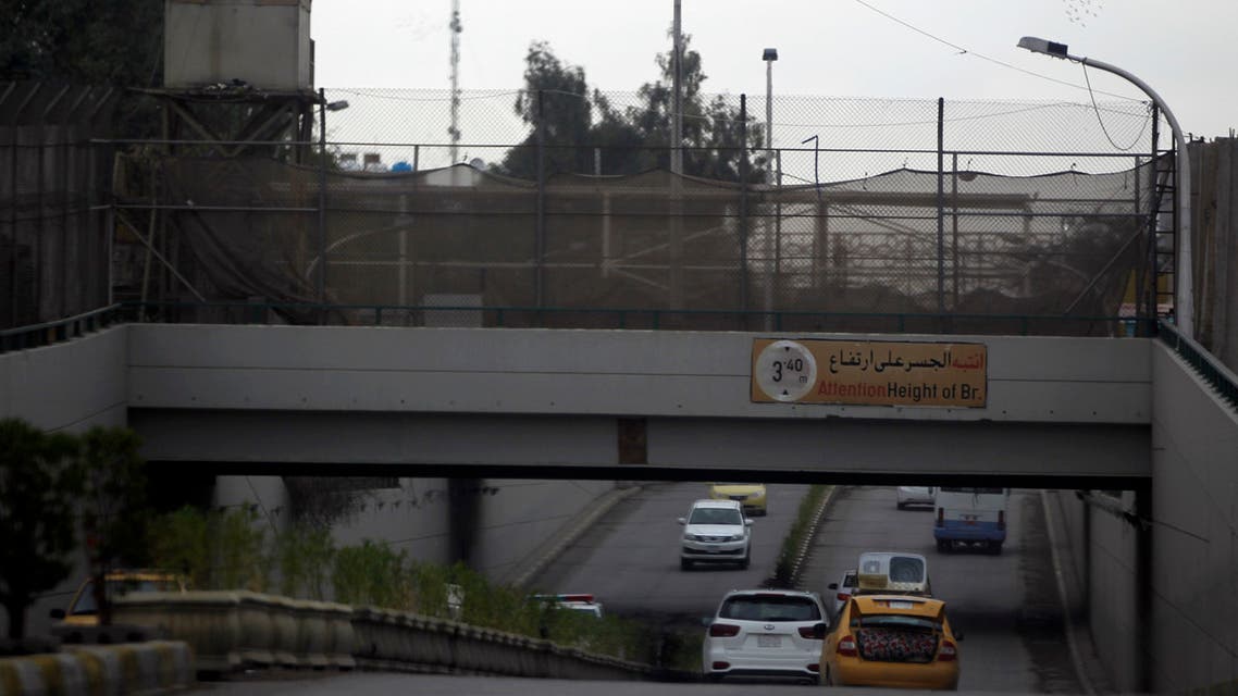 A picture taken on November 24, 2018, shows one of the entrances to Baghdad's fortified Green Zone. The partial reopening of Baghdad's high-security Green Zone to through traffic that was planned for Sunday has been postponed for several days, a government official told AFP.