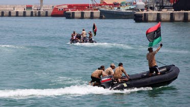 Soldiers of the Libyan National Army are shown during the graduation ceremony of new batch of the Libyan Navy special forces in the port of Tripoli. (File photo: AFP)