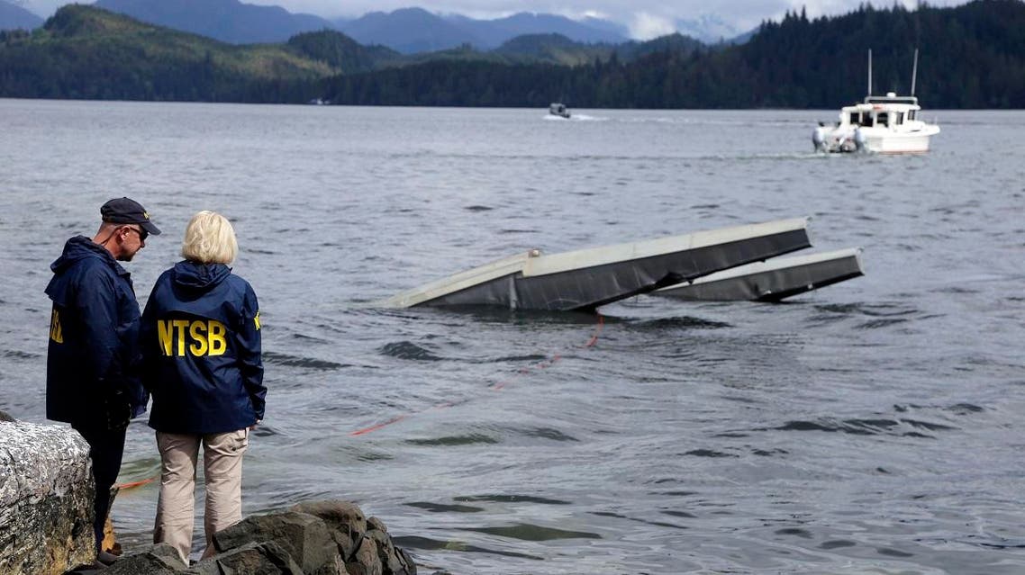 the site of some of the wreckage of the DHC-2 Beaver, Wednesday, May 15, 2019, that was involved in a midair collision near Ketchikan, Alaska, a couple of days earlier. (AP)