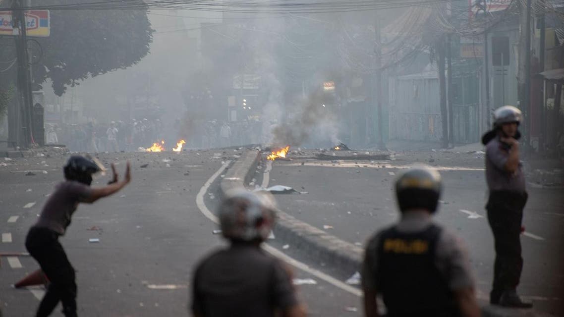 Protesters clash with police in Thamrin, Jakarta, Indonesia, early May 22, 2019. (Reuters)