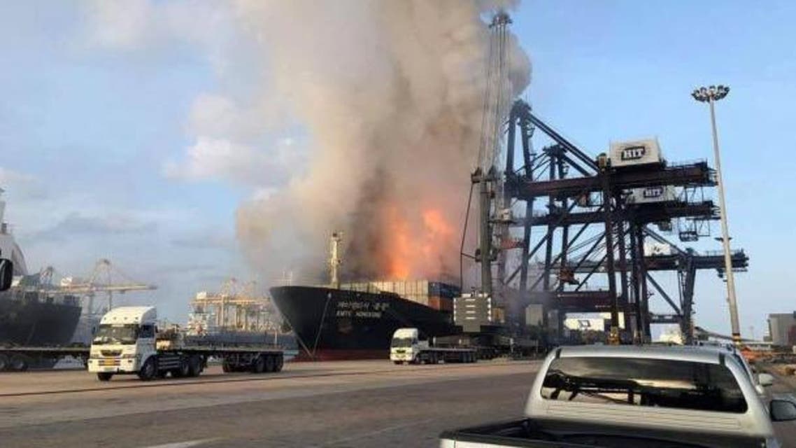 Thailand port fire - Twitter