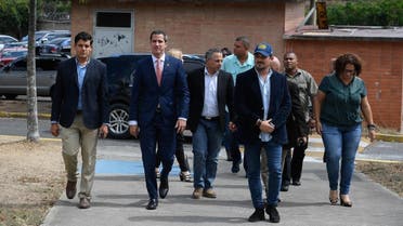 Venezuelan opposition leader and self-proclaimed interim president Juan Guaido arrives to present his national reconstruction project "Country Plan" at the Andres Bello Catholic University in Caracas. (File photo: AFP)