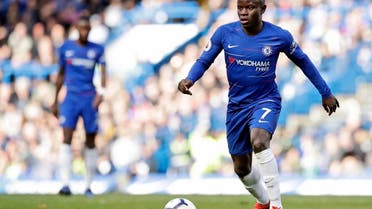 Chelsea's N'Golo Kante controls the ball during the English Premier League soccer match between Chelsea and Wolverhampton Wanderers at Stamford Bridge stadium in London, Sunday, March 10, 2019. (AP)