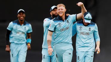 England’s Ben Stokes celebrates after the match against South Africa at the Oval in London on May 30, 2019. (Reuters)