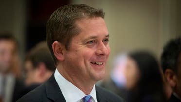 Andrew Scheer, leader of the Conservative Party of Canada, smiles during an event at the Montreal Council on Foreign Relations (MCFR) in Montreal. (AFP)