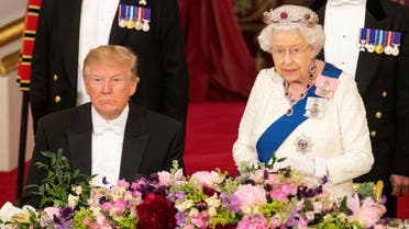 Britain’s Queen Elizabeth and President Trump at the State Banquet at the Buckingham Palace on June 3, 2019. (Reuters)