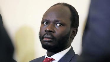 Peter Biar Ajak sits in the dock inside the courtroom in Juba, June 11, 2019. (Reuters)