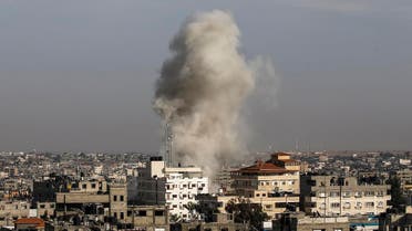 File photo of an Israeli air strikes in the Palestinian city of Rafah in the southern Gaza Strip on May 5, 2019. (AFP)