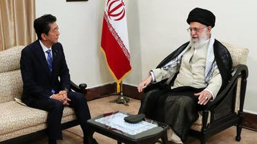 Iran's Leader Ayatollah Ali Khamenei meeting with Japanese Prime Minister Shinzo Abe in Tehran. (Courtesy: Twitter)
