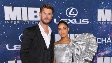 Australian actor Chris Hemsworth and US actress Tessa Thompson attend the "Men In Black: International" premiere at AMC Lincoln Square on June 11, 2019 in New York City. (AFP)