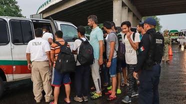 Mexican migration and military police detained undocumented Indian migrants at a checkpoint on the outskirts of Tapachula, Chiapas State, Mexico on June 14, 2019. (AFP)
