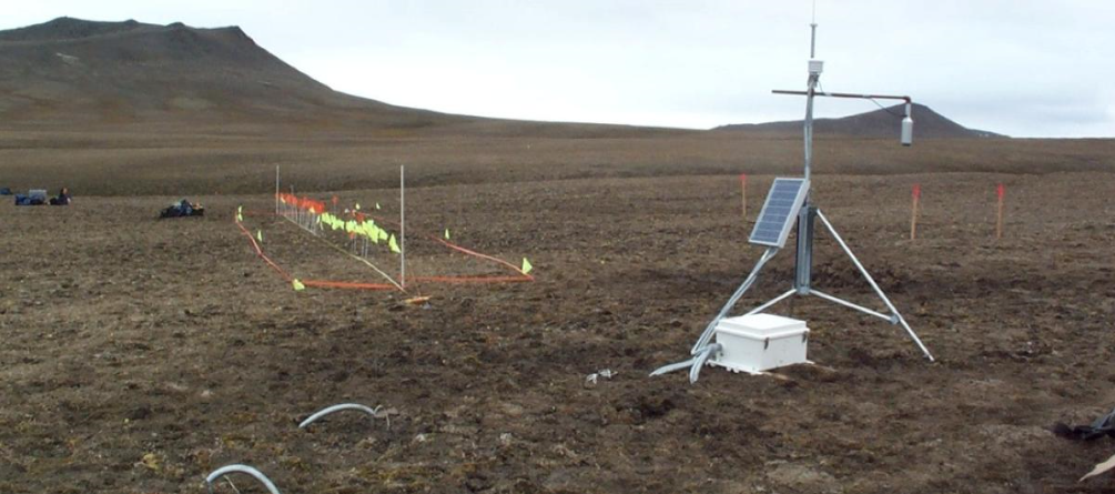 Solar-powered scientific equipment records data in a landscape of intact Arctic permafrost in Canada. (Reuters)
