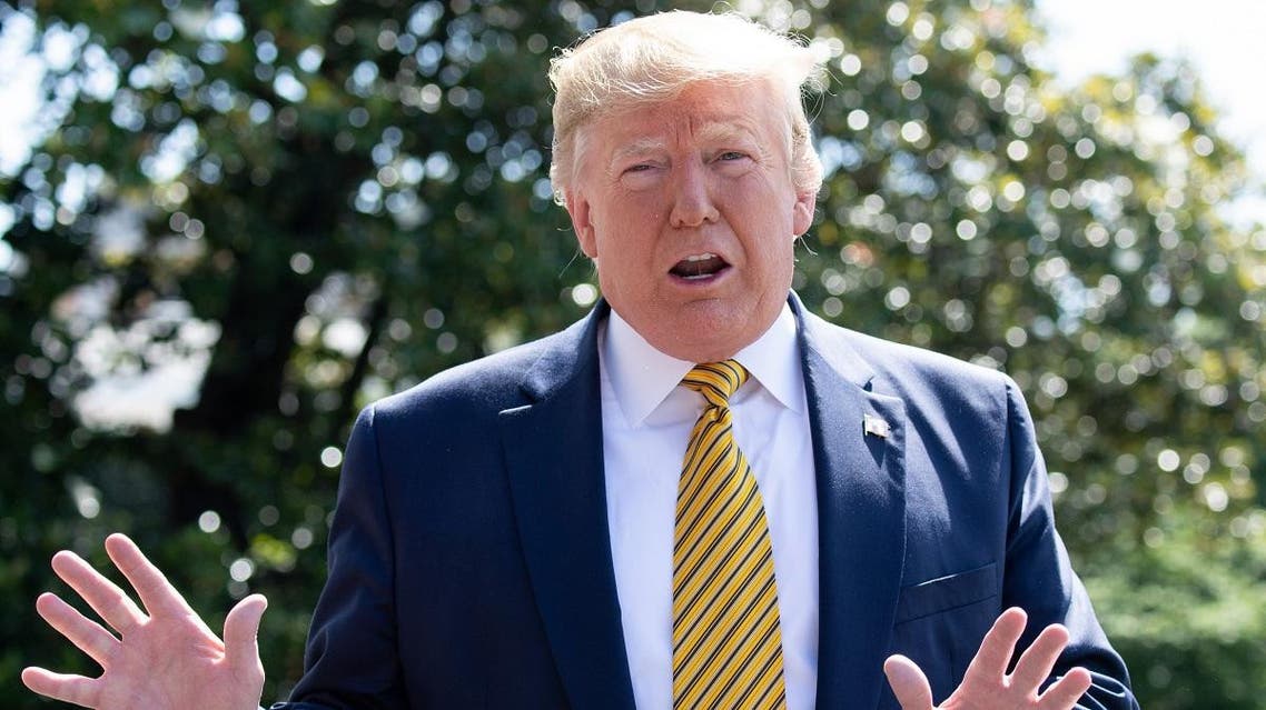 US President Donald Trump speaks to the media prior to departing on Marine One from the South Lawn of the White House in Washington, DC, June 22, 2019, as he travels to Camp David, Maryland. (AFP)