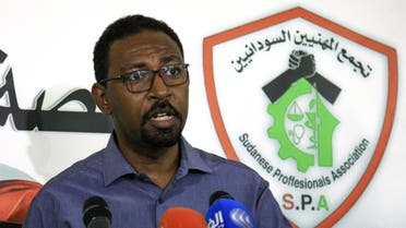 Amjad Farid, a spokesman for the protest movement, speaks to the press in the Sudanese capital Khartoum on April 27, 2019. (AFP)