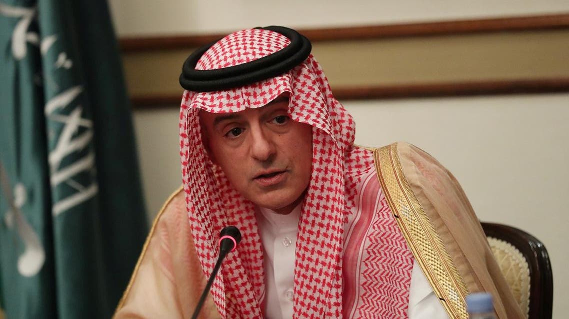 Saudi Arabia's FM Adel al-Jubeir speaks at a briefing with reporters in London. (Reuters)