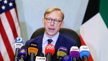 Brian Hook, the US Special Representative for Iran, speaks during a press conference in Kuwait City. (AFP)