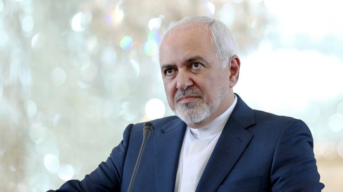 Iranian Foreign Minister Mohammad Javad Zarif speaks during a press conference with his German counterpart Heiko Maas after their talks in Tehran. (AP)