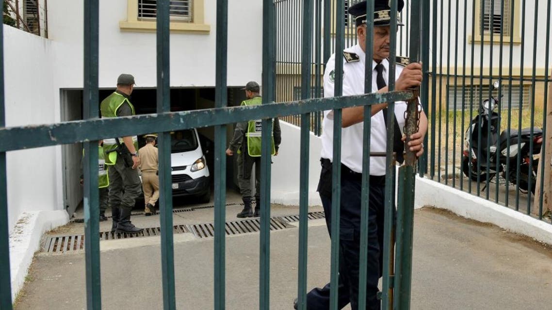 A van carrying the suspects enters the court house in Sale on June 27, 2019. (AFP)