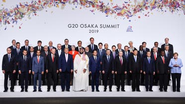Leaders prepare to take a family photo at the G20 Summit in Osaka on June 28, 2019. (AFP)