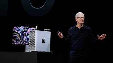 Apple CEO Tim Cook speaks about the Mac Pro at the Apple Worldwide Developers Conference in San Jose, California, on June 3, 2019. (AP)