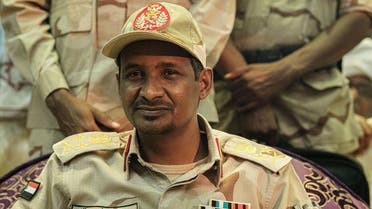 Sudanese General Mohamed Hamdan Dagalo, also known as Himediti, deputy head of Sudan's ruling Transitional Military Council (TMC) and commander of the Rapid Support Forces (RSF) paramilitaries, looks on during a meeting with his supporters in the capital Khartoum on June 18, 2019. (AFP)