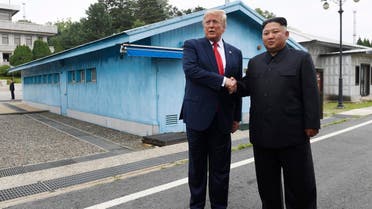 US President Donald Trump meets with North Korean leader Kim Jong Un at the DMZ separating the two Koreas, in Panmunjom. (AP)