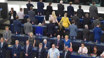 Pro-Brexit MEPs turn backs at European anthem in European Parliament
