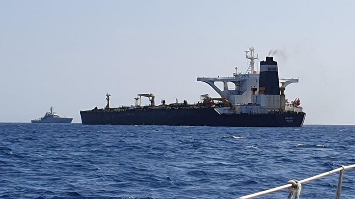 Oil supertanker Grace 1 on suspicion of being carrying Iranian crude oil to Syria is seen near Gibraltar, Spain in this picture obtained from social media, July 4, 2019. (Reuters)