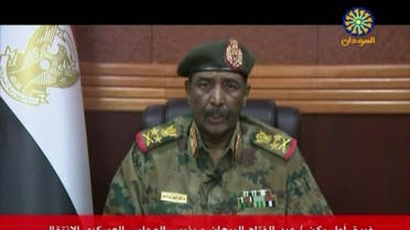 A grab from a broadcast on Sudan TV on July 6 shows Lieutenant General Abdel Fattah al-Burhan Abdulrahman, chief of Sudan's Transitional Military Council (TMC), reading a statement in the capital Khartoum. (AFP)
