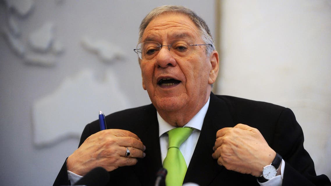 Djamel Ould Abbes, the Algerian Minister of Health, Population and Hospital Reform speaks during a press conference in Algiers on April 2, 2012.