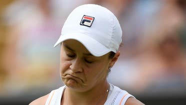 Australia's Ashleigh Barty reacts during her fourth round match against Alison Riske of the US. (Reuters)