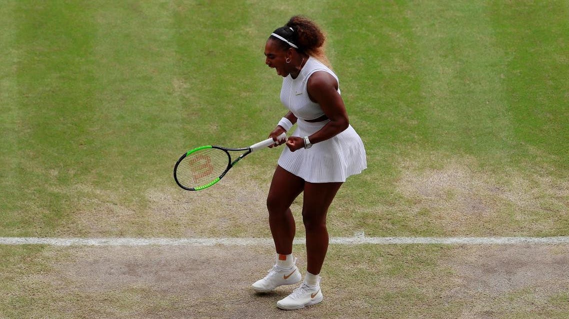 Serena Williams celebrates during her quarterfinal match against Alison Riske. (Reuters)