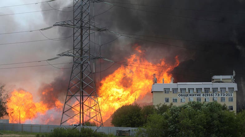 Image result for Huge fire erupts at power station outside Moscow