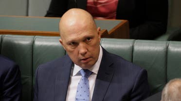Home Affairs Minister Peter Dutton sits in Parliament in Canberra on Thursday, July 4, 2019. (AP)