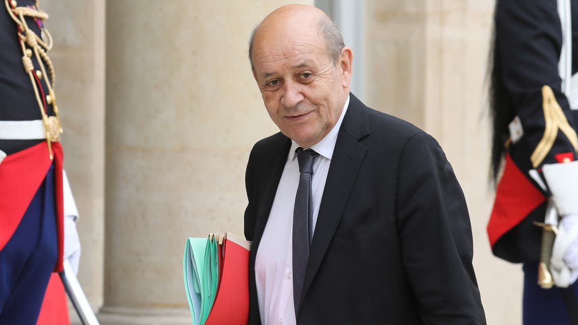FILE PHOTO: French Foreign Minister Jean-Yves Le Drian attends a working session during the Foreign ministers of G7 nations meeting in Dinard, France, April 6, 2019. REUTERS/Stephane Mahe/File Photo