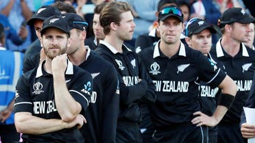 New Zealand’s Kane Williamson and teammates looks dejected as they await their runners up medals after they lost the ICC Cricket World Cup Final to England at the Lord’s, London, on July 14, 2019.  (Reuters)