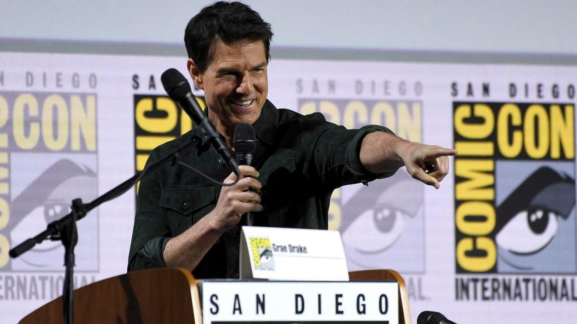 Tom Cruise presents a clip from ‘Top Gun: Maverick’ on day one of Comic-Con International on July 18, 2019, in San Diego. (AP)