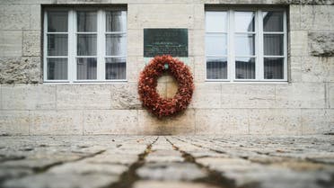 A wreath fixed under a remembrance plaque marking the place where several leaders of the failed plot to assassinate Adolf Hitler on July 20, 1944 were shot dead. (AP)