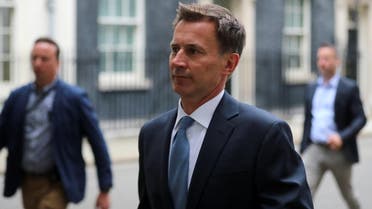 Britain’s Foreign Secretary Jeremy Hunt is seen outside Downing Street in London on July 20,2019. (Reuters)