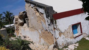 This handout picture taken and received on July 27, 2019 courtesy of Dominic De Sagon Asa shows the damage to the Sta Maria de Mayan Church after a pair of strong earthquakes of magnitude 5.4 and 5.9 struck the region within hours in Philippines. (AFP)