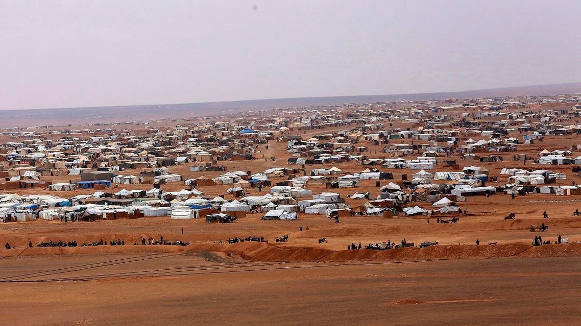 This file picture taken Tuesday, Feb. 14, 2017, shows an aerial view of the informal Rukban camp. (AP)