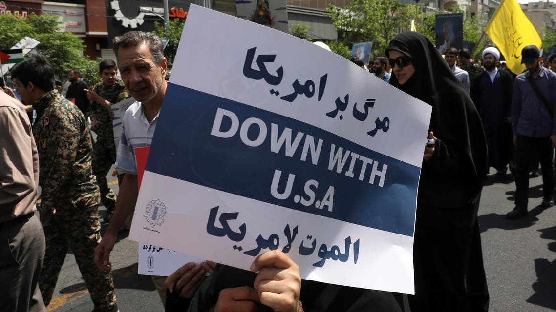 Death to America, down with the US placard slogan Iran - AP