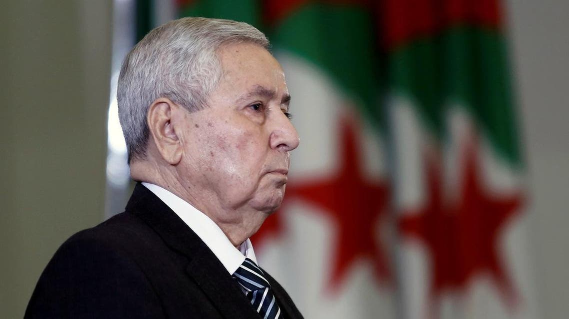 Algerian upper house chairman Abdelkader Bensalah is pictured after being appointed as interim president by Algeria's parliament in Algiers. (File photo: AFP)