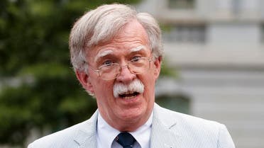 National security adviser John Bolton speaks to media at the White House in Washington. (AP)
