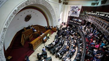 Opposition lawmakers participate in a session at the National Assembly in Caracas, Venezuela, on July 16, 2019. (AP)