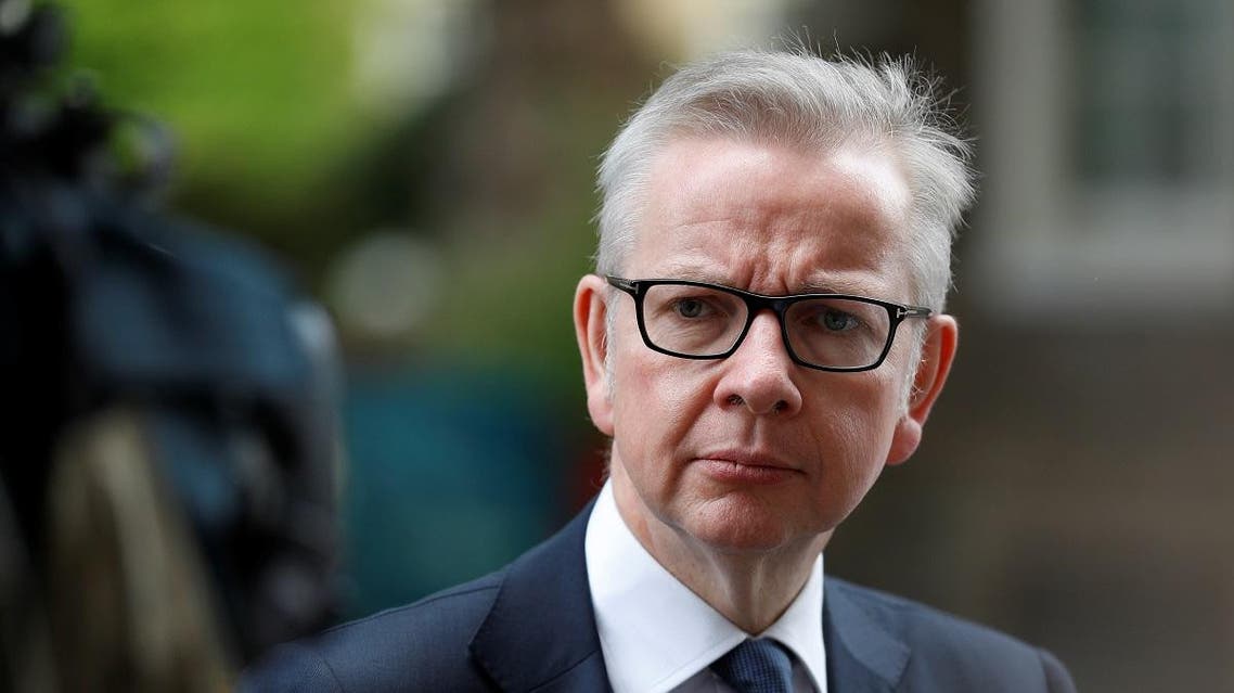 Britain's Chancellor of the Duchy of Lancaster Michael Gove appears to make a statement at Downing Street in London. (Reuters)