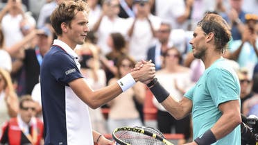 Daniil Medvedev of Russia congratulates Rafael Nadal of Spain for his victory during the mens singles final on day 10 of the Rogers Cup at IGA Stadium on August 11, 2019 in Montreal, Quebec, Canada. (AFP)