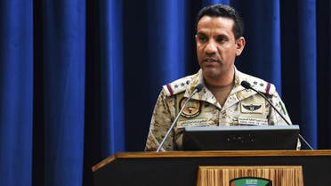 The spokesman of a Saudi-led military coalition Turki Al-Malki gives a press conference at the Armed Forces club in Riyadh on March 26, 2018. A military coalition led by Saudi Arabia threatened retaliation against Iran, accusing the Shiite power of being behind multiple Yemeni rebel missile attacks on the kingdom.