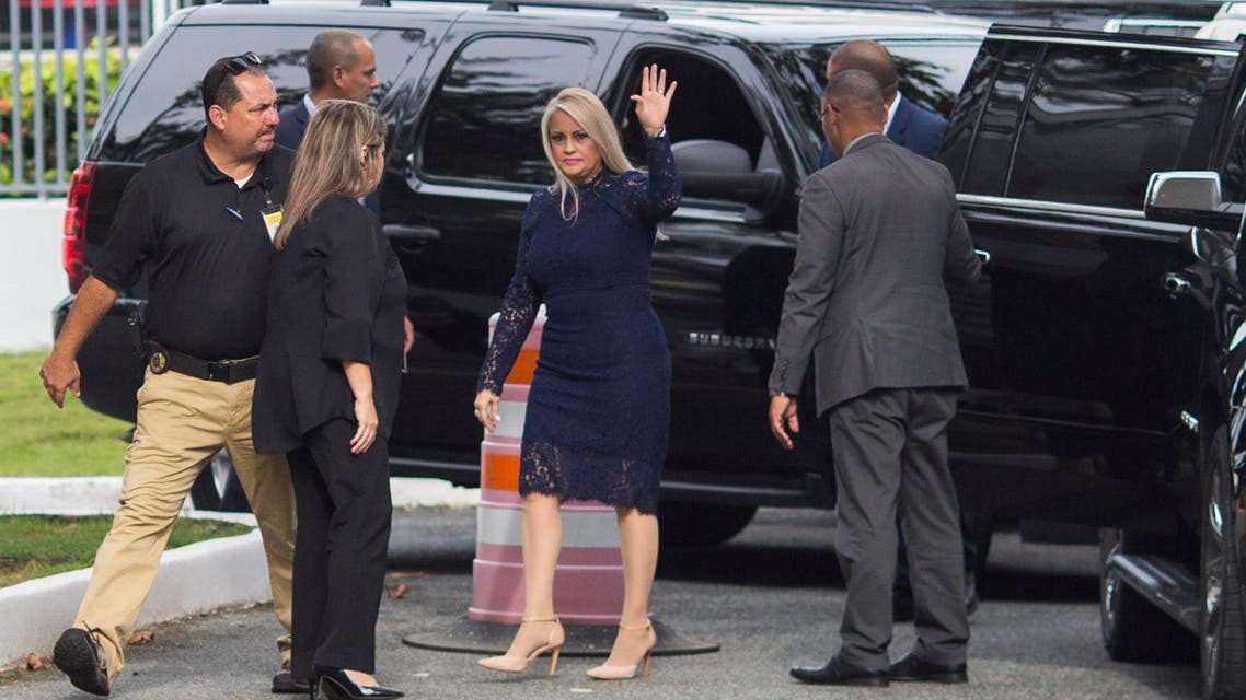 Puerto Rico Gov. Wanda Vazquez waves as she arrives to the Supreme Court, in San Juan, Puerto Rico, Wednesday, August 7, 2019. (AP)